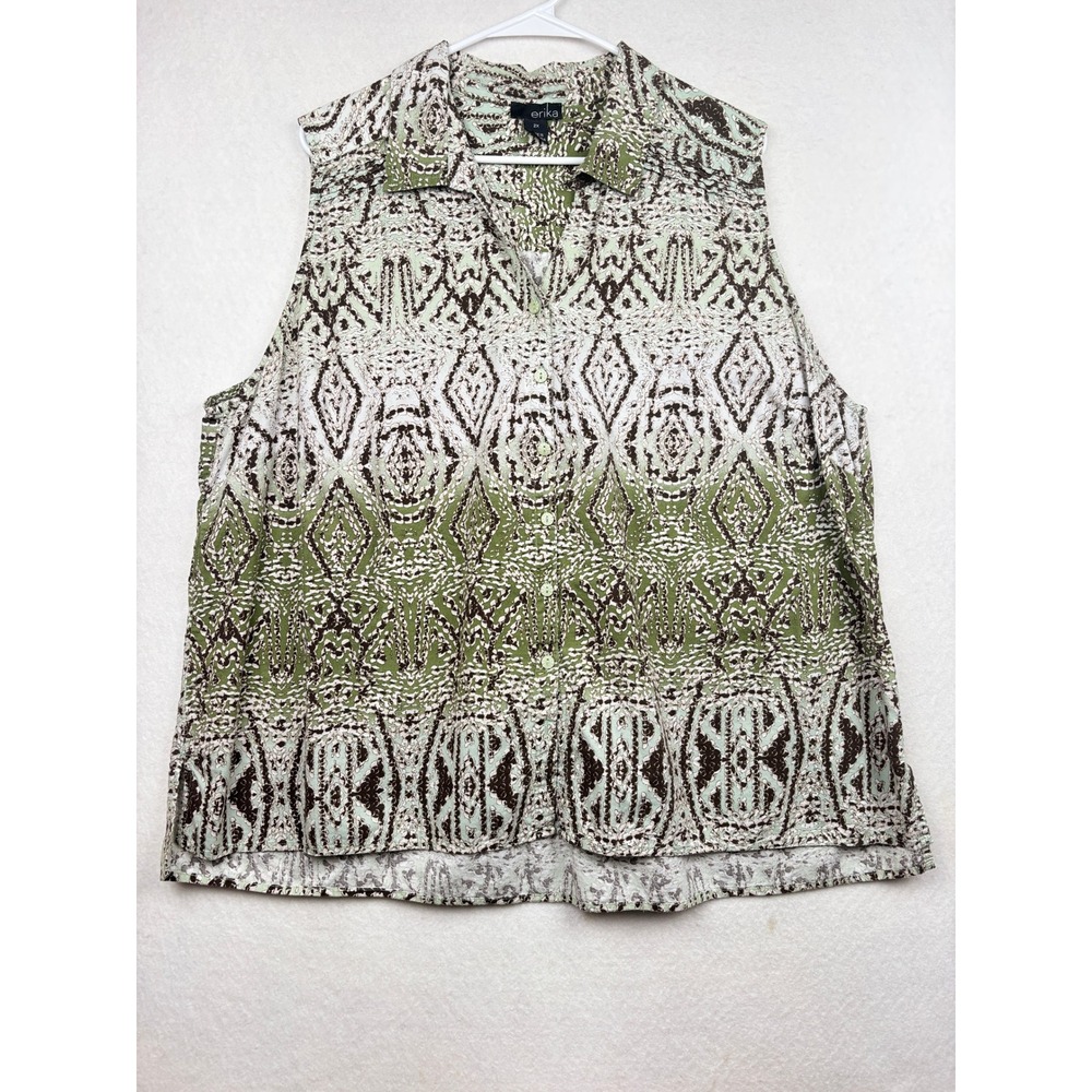 Erika Sleeveless Button Down Womens 2X Geometric Print
